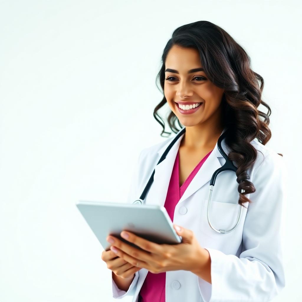 Médica em atendimento por telemedicina 24h